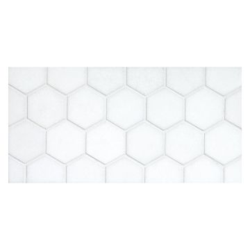 2" Hexagon mosaic in honed Thassos marble.
