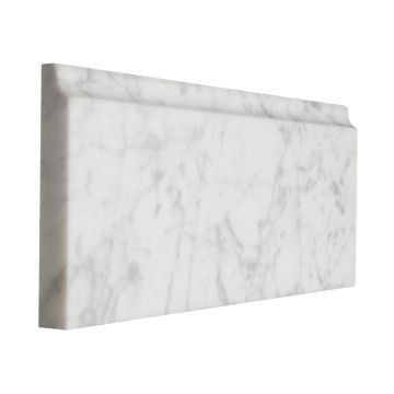 5" x 12" base molding in honed carrara light marble.