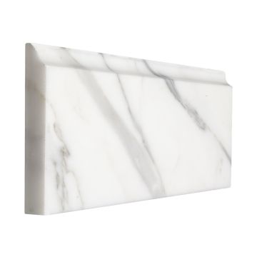 5" x 12" base molding in honed statuary marble.