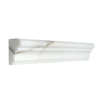 1-3/4" x 12" chair rail molding in polished Calacatta marble.