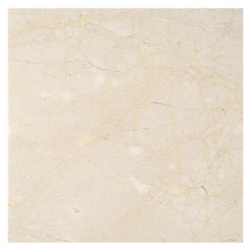 18" Square Tile in honed Crema Marfil marble.