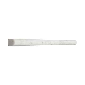 9/16" x 12" pencil trim in honed Carrara light marble.