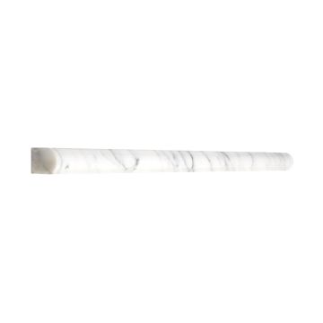 9/16" x 12" pencil trim in polished Carrara light marble.