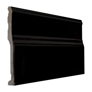 6" x 12" ceramic base molding in black with a gloss finish.