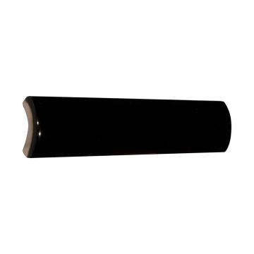 1" x 6" ceramic quarter round trim in Black with a gloss finish.