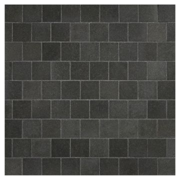 1-1/4" Offset Square stone mosaic in honed Deep Basalt.