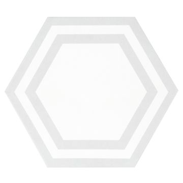 8" Hanson Hexagon porcelain tile in Light Grey color with a white background, matte finished.