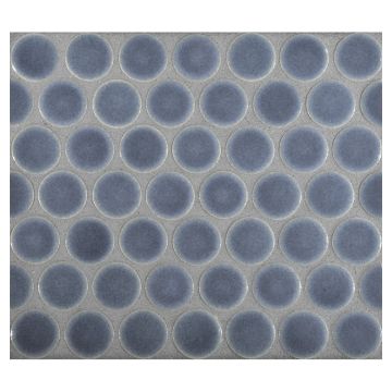 3/4" porcelain penny round mosaic tile in gloss finished Lucerne color.