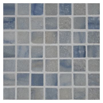 5/8" square mosaic tile in polished Blue Ronse Macaubas marble.