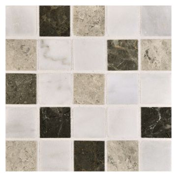 1" Square mosaic in honed and polished Nizza Blend.