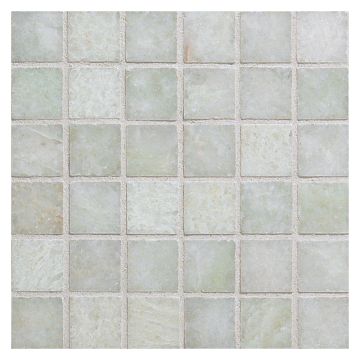 3/4" square mosaic in polished ming green marble.