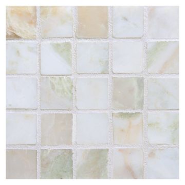 1" square mosaic tile in polished Verreza marble.