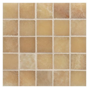 1" square mosaic tile in polished Bastogne onyx.