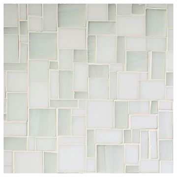 Petite Block glass mosaic in Brisk Morning Blend color with a gloss finish.