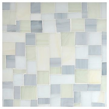 Petite Block glass mosaic in Tranquil Shores Blend color with a gloss finish.