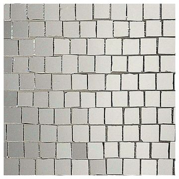 3/4" Staggered Roman Square glass mosaic in glossy Silver Mirror color.