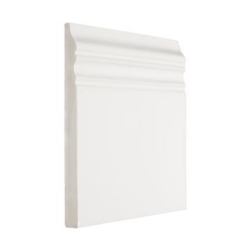 6" x 6" ceramic base molding in Snow color with a gloss finish.