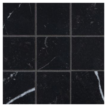 2" square porcelain mosaic in natural finished Marquina color.