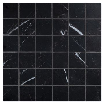 2" x 2" Square | Marquina - Natural Rectified | TeMarmo Porcelain Mosaic Collection
