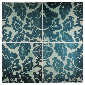 Tiepolo 6" Damask pattern ceramic tile in Blue and Cobalt