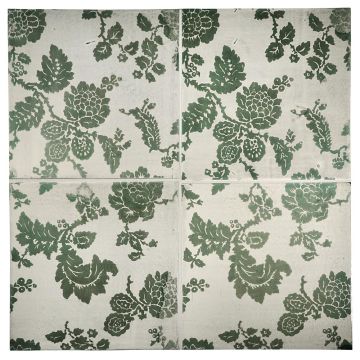 Tiepolo 6" Chrysanthemum pattern B ceramic tile in Bluegrass and Fox