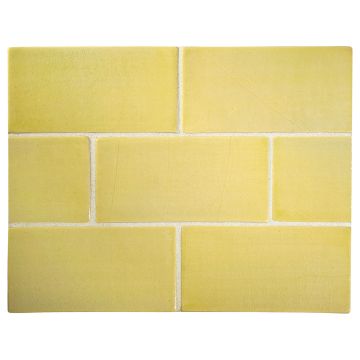 Tiepolo 2" x 4" ceramic field tile in Chartreuse with a gloss finish.