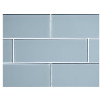 3" x 9" glass subway tile in Wedvood Blue color with a natural finish.