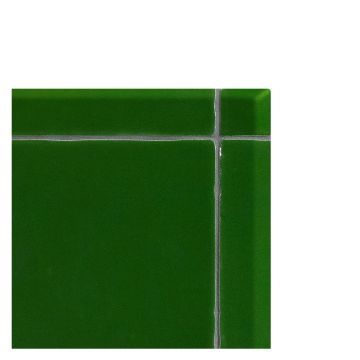 1" x 1" Zollage Bullnose corner piece in Lorde Green with a crackle finish.