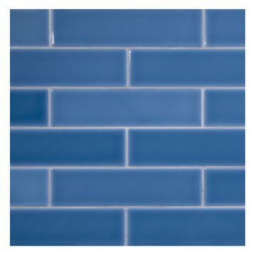 2" x 8" ceramic subway tile in After Blue with a gloss finish.