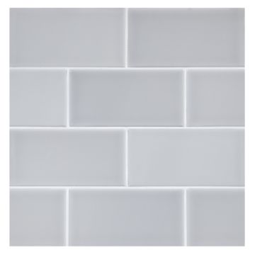 3" x 6" ceramic subway tile in Grey It Be with a gloss finish.