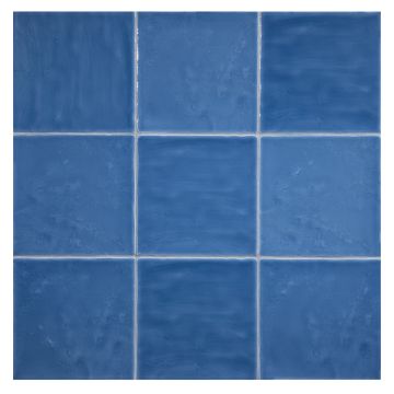 4-3/4" Square ceramic Zellige tile in After Blue with a gloss finish.