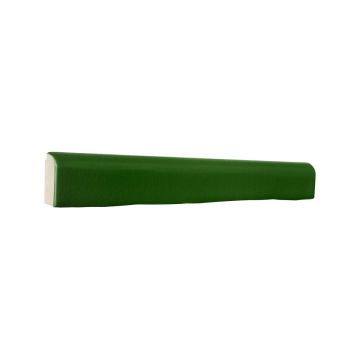 1" x 9" Zollage Bullnose ceramic trim in Lorde Green with a crackle finish.
