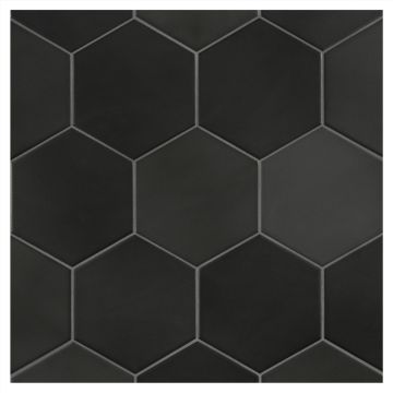 True Tile Made in the Shade Porcelain 5-1/2" Hexagon in Black X Sixteen with Matte finish.