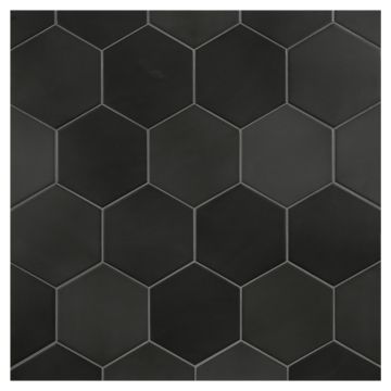 5-1/2" Hexagon Tile | Black X Sixteen - Matte | True Tile Made in the Shade X 16 Porcelain Series