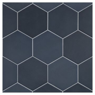 True Tile Made in the Shade Porcelain 5-1/2" Hexagon in Twi Blue X Sixteen with Matte finish.