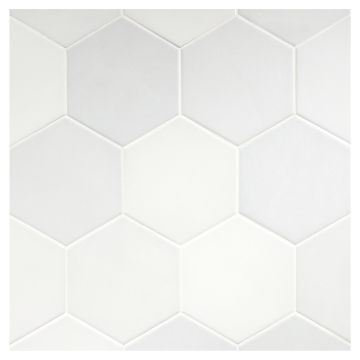 True Tile Made in the Shade Porcelain 5-1/2" Hexagon in White X Sixteen with Matte finish.
