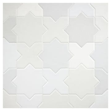 Star X Cross Tile | White X Sixteen - Matte | True Tile Made in the Shade X 16 Porcelain Series