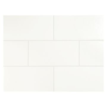 Vermeere 3" x 6" ceramic subway tile in True White with a matte finish.