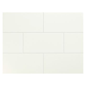 Vermeere 3" X 6" ceramic subway tile in white with a gloss finish.