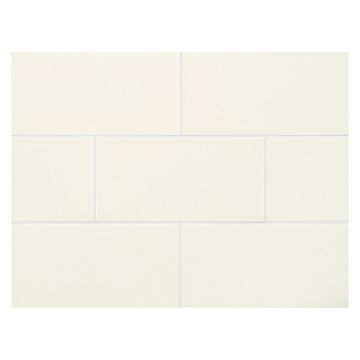 Vermeere 3" x 6" ceramic subway tile in Ice Cream with a crackle finish.