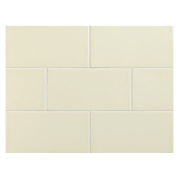 Vermeere 3" x 6" ceramic subway tile in Alpine Lace with a crackle finish.