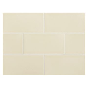 Vermeere 3"x 6" ceramic subway tile in Dark Cream with a gloss finish.