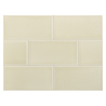 Vermeere 3" x 6" ceramic subway tile in Linen with a crackle finish.