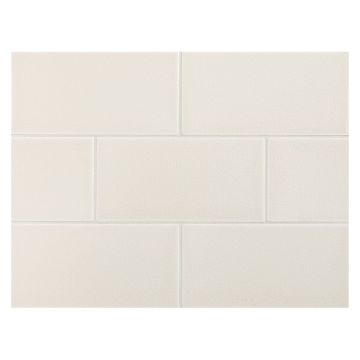 Vermeere 3" x 6" ceramic subway tile in Sheer Natural with a crackle finish.