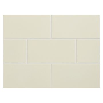 Vermeere 3" x 6" ceramic subway tile in Cream with a gloss finish.