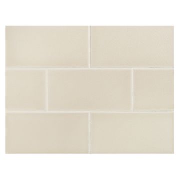 Vermeere 3" x 6" ceramic subway tile in Suede with a crackle finish.