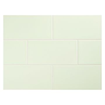 Vermeere 3" x 6" ceramic subway tile in Seafoam with a gloss finish.