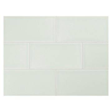 Vermeere 3" x 6" ceramic subway tile in Serene Green with a gloss finish.