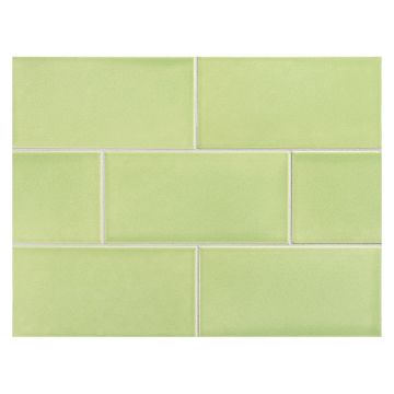 Vermeere 3" x 6" ceramic subway tile in Victorian Green with a gloss finish.