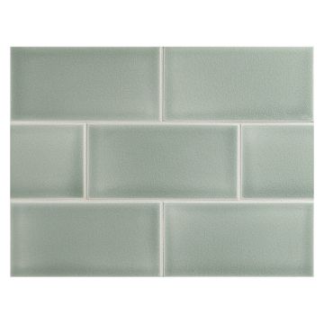 Vermeere 3" x 6" ceramic subway tile in Caribbean with a crackle finish.